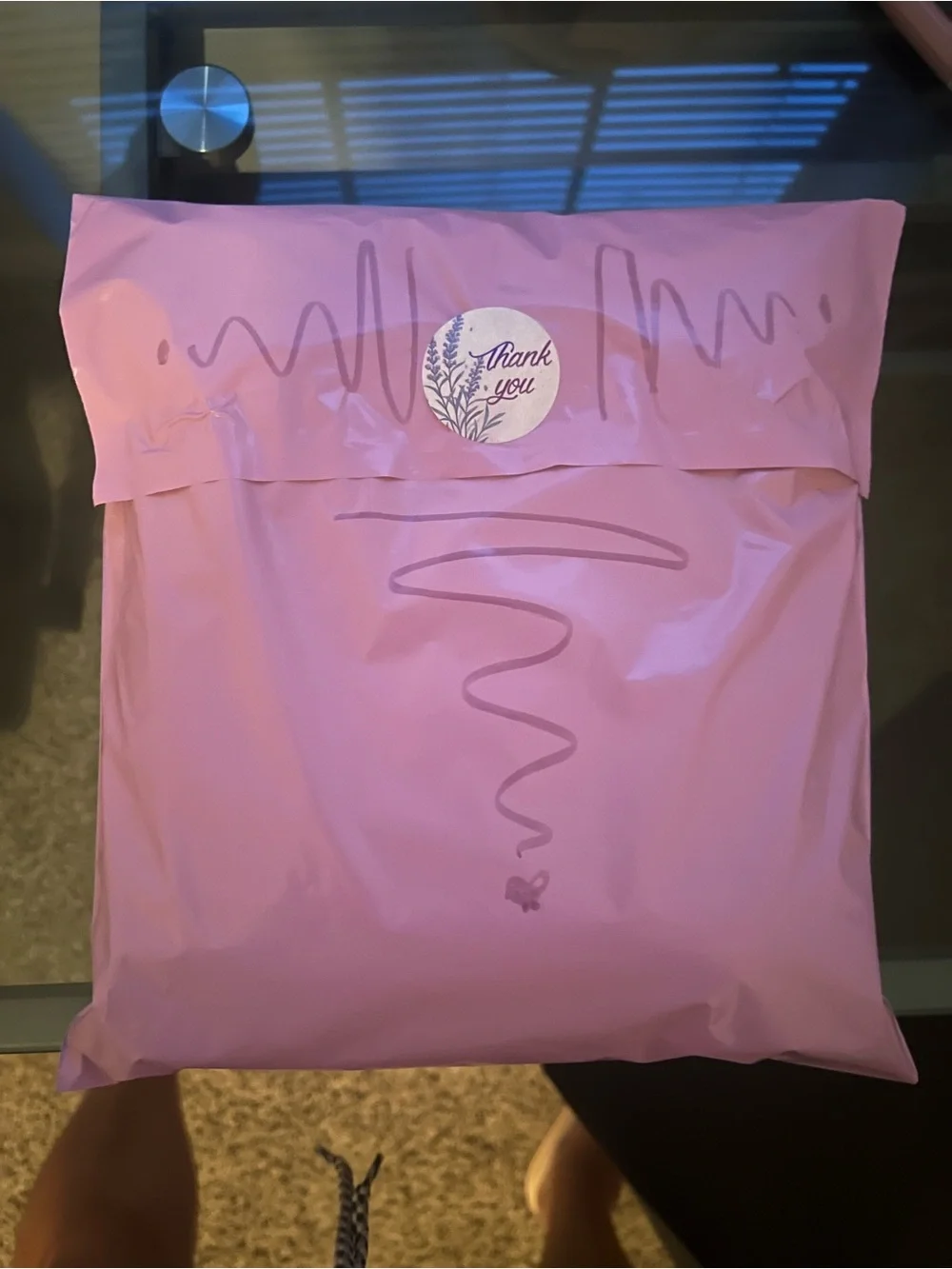 Thank You Lavender Sticker Roll - Pink Poly Mailer Bundle